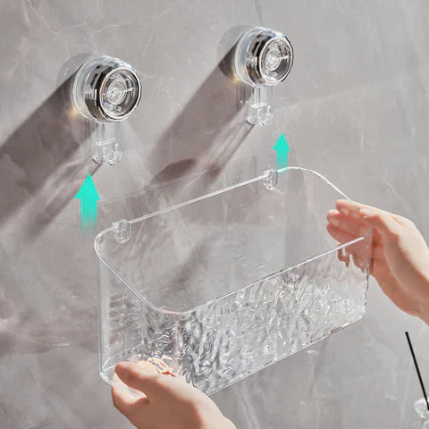 Scaffale a muro pratico senza foratura per il bagno 